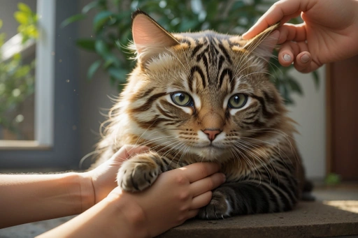 Gato ganhando carinho
