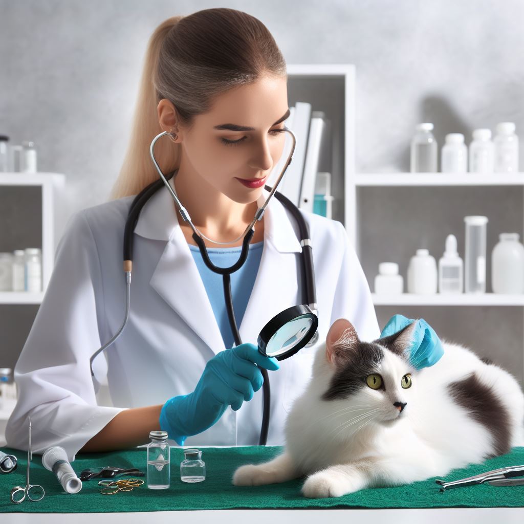 Gato sendo examinado